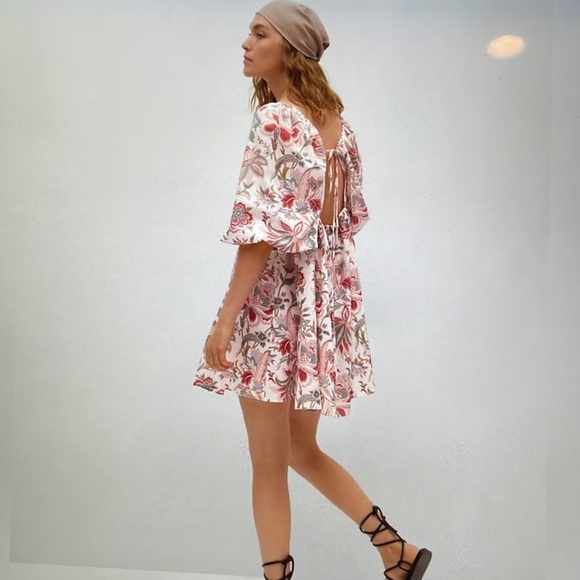 MANGO X CHUFY Dress Size L 8 Floral Cotton Boho Dress - Picture 7 of 10